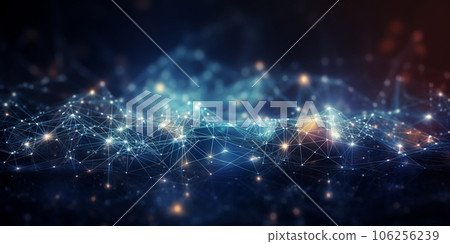 Abstract background with neural network, database flow, cloud computing. High quality photo 106256239