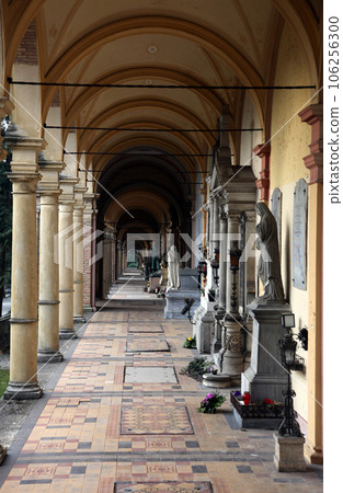 Monumental architecture of Mirogoj cemetery arcades in Zagreb, Croatia 106256300