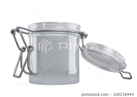 Empty glass jar for coffee beans isolated on white background. 106256944