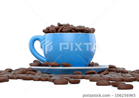 Ceramic coffee cup with coffee beans for americano, espresso, latte on white 106256965
