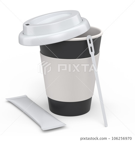 Paper coffee cup for cappuccino, americano, espresso, mocha, latte on blue 106256970