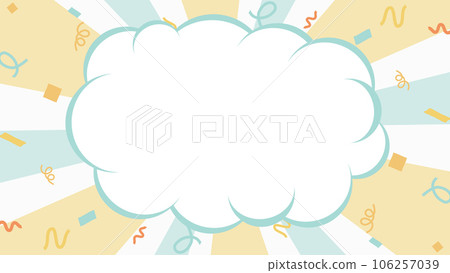 Radial colorful background and confetti with cloud frame Radial colorful background and confetti with cloud frame 106257039