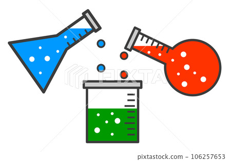 通過在玻璃容器中混合彩色顏色來調色的插圖 106257653
