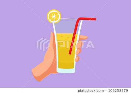 Glass of water with drinking straw hand drawing Vector Image