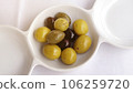 plated olives view from above 106259720