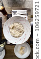 top view of plating 4 cheese risotto in a restaurant 106259721