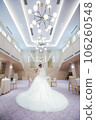 back view of bride in wedding dress 106260548