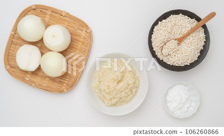 Onion koji and ingredients (onion, rice koji, salt) 106260866