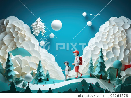 International Youth Day with Paper Layer Cut style Background. AI Generative. 106261278