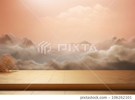 3D background, pink podium display. Sakura pink flower falling. Cosmetic or beauty product promotion step floral, pastel pedestal. Abstract minimal advertise. AI Generative 106262101