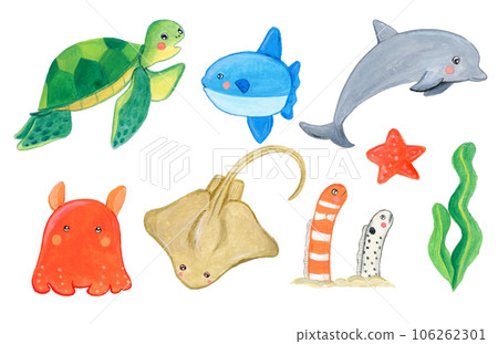 手繪海洋生物插畫集 106262301