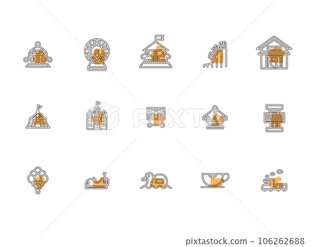 遊樂園簡單插圖圖標設置輪廓橙色 106262688