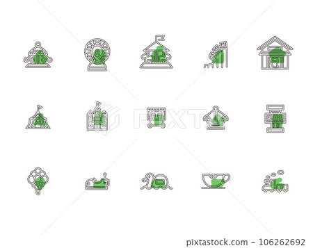 遊樂園簡單插圖圖標設置輪廓綠色 106262692