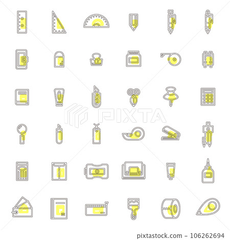文具簡單圖圖標設置輪廓黃色 106262694
