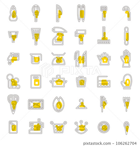 Daily necessities simple illustration icon set outline 106262704