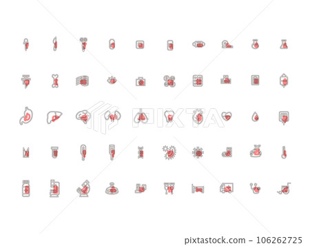 Medical simple illustration icon set outline red Medical simple illustration icon set outline red 106262725