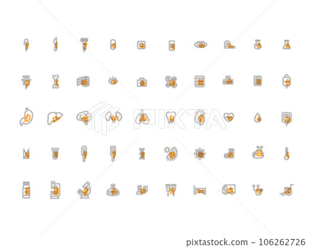 Medical simple illustration icon set outline orange Medical simple illustration icon set outline orange 106262726