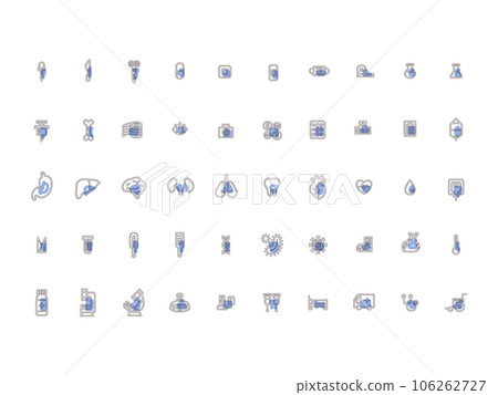 Medical simple illustration icon set outline blue Medical simple illustration icon set outline blue 106262727