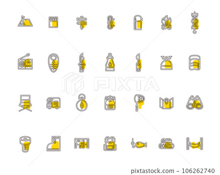 Camping simple illustration icon set outline 106262740
