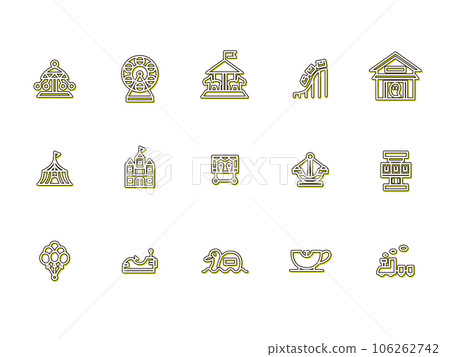 Amusement park simple illustration icon set color shadow yellow 106262742