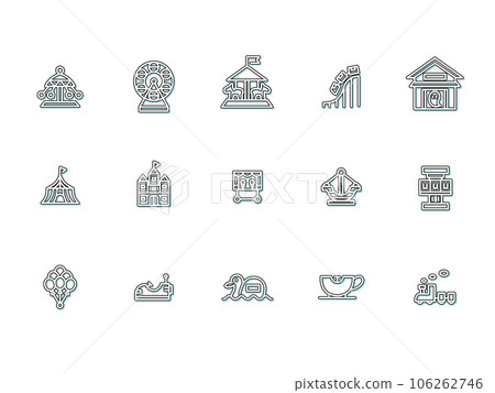 遊樂園簡單圖圖標設置顏色陰影淺藍色 106262746