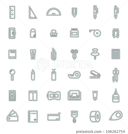 文具簡單圖圖標設置顏色陰影淺藍色 106262754