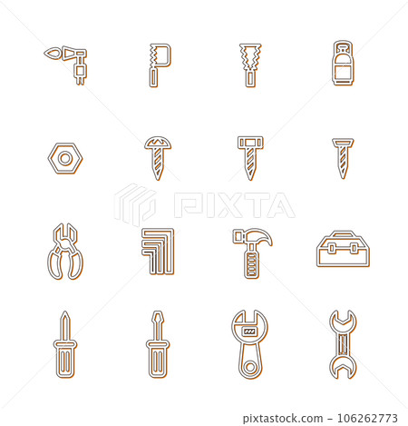 Tool-related simple illustration icon set color shadow orange 106262773