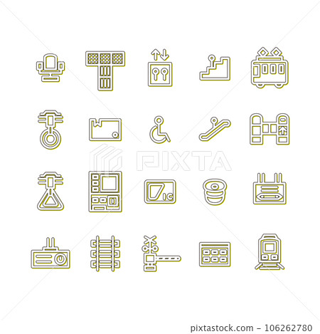 Station-related simple illustration icon set color shadow yellow Station-related simple illustration icon set color shadow yellow 106262780