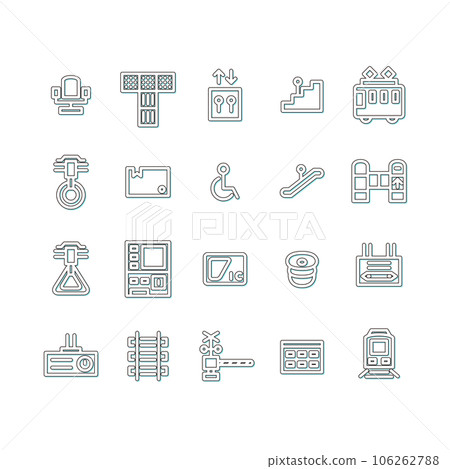 Station-related simple illustration icon set color shadow light blue Station-related simple illustration icon set color shadow light blue 106262788