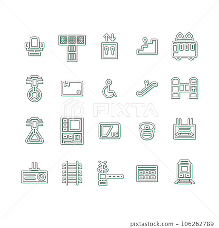 Station-related simple illustration icon set color shadow Station-related simple illustration icon set color shadow 106262789