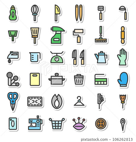 Sticker style daily necessities simple illustration icon set (no background) Sticker style daily necessities simple illustration icon set (no background) 106262813