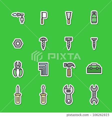 Sticker style tool related simple illustration icon set 106262815