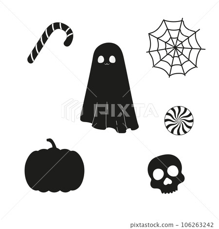 Halloween silhouette multichrome black, ghost, candy canes, skull, spider web Halloween silhouette multichrome black, ghost, candy canes, skull, spider web 106263242