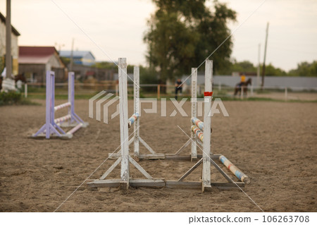 Show jumping barrier at horse jumping competition view 106263708