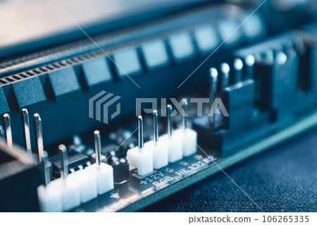Motherboard hardware components in blue light 106265335
