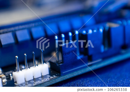 Motherboard hardware components in blue light Motherboard hardware components in blue light 106265338