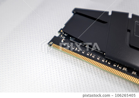 DDR4 DRAM memory module on white close-up DDR4 DRAM memory module on white close-up 106265405