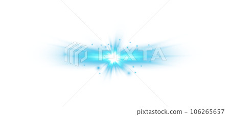 Blue star and sparks isolated on transparent background. Flares and sunbursts. Glowing light effects. PNG. 106265657