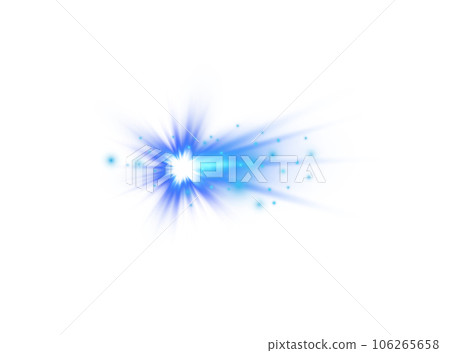 Blue star and sparks isolated on transparent background. Flares and sunbursts. Glowing light effects. PNG. 106265658