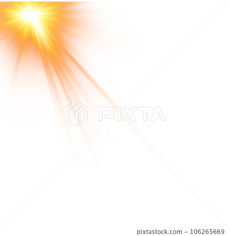 Golden star and sparks isolated on transparent background. Flares and sunbursts. Glowing light effects. PNG. 106265669