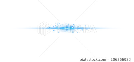 Blue horizontal lens flares. Laser beams, horizontal light rays. Beautiful light flares. Glowing streaks on transparent background. PNG. 106266923