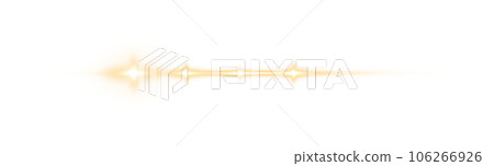Yellow horizontal lens flares. Laser beams, horizontal light rays. Beautiful light flares. Glowing streaks on transparent background. PNG. 106266926