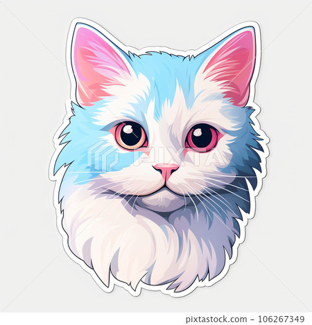 Colorful long-haired white cat 106267349