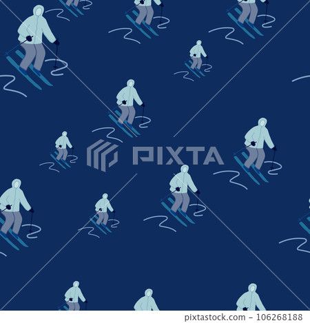 Winter sports seamless pattern. Skiers on the slope. Winter sports seamless pattern. Skiers on the slope. 106268188