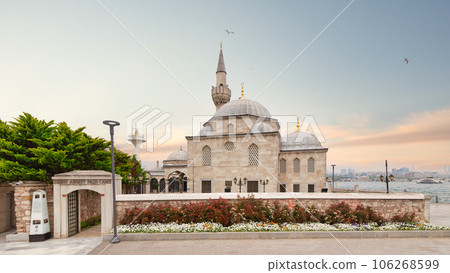 Semsi Pasha Mosque, an Ottoman mosque located in Uskudar, Istanbul, Turkey, by Bosphorus Strait, designed by Mimar Sinan 106268599