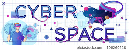 Flat Cyberspace Text Banner 106269618