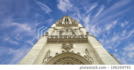Great gothic church of Saint Germain l Auxerrois (against the background of sky with clouds), Paris, France Great gothic church of Saint Germain l Auxerrois (against the background of sky with clouds), Paris, France 106269793