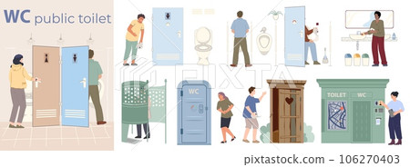 Public Toilet Flat Composition 106270403