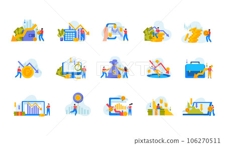 Economy Crisis Flat Set Economy Crisis Flat Set 106270511