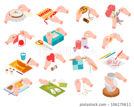 Isometric Craft Handmade Hobbies Icon Set Isometric Craft Handmade Hobbies Icon Set 106270611